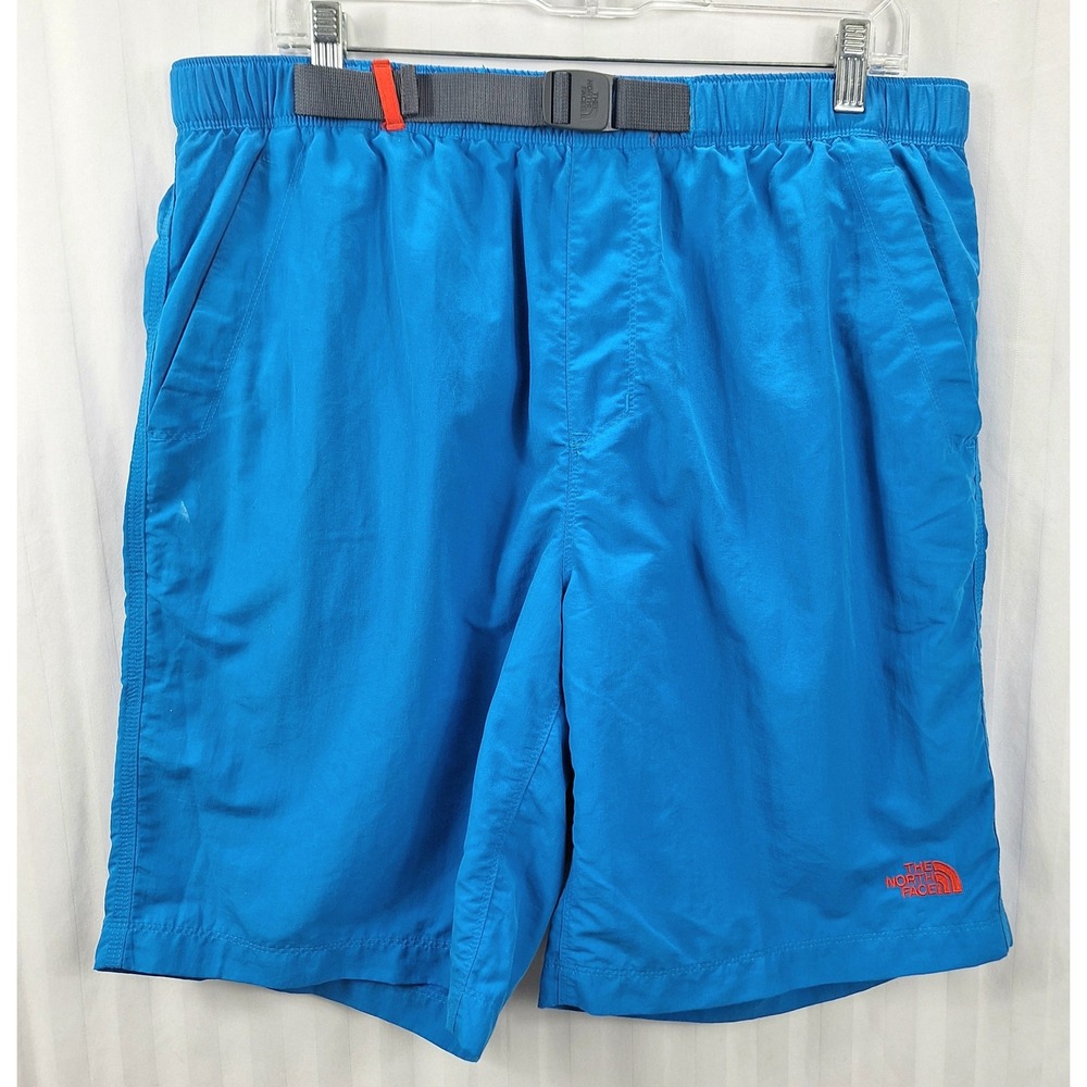 The North Face Class V Blue Belted Hiking Shorts Size Large L Nylon Mesh Lined‎